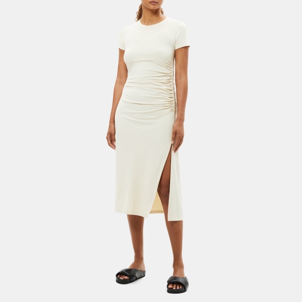 THEORY | Shirred Midi Tee Dress